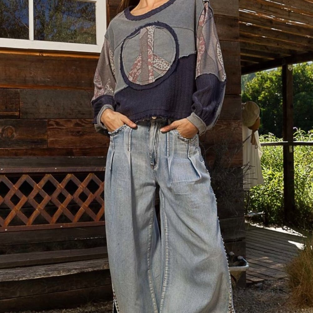 Pol Patchwork Oversize Slouchy Multicolor Peace A… - image 3